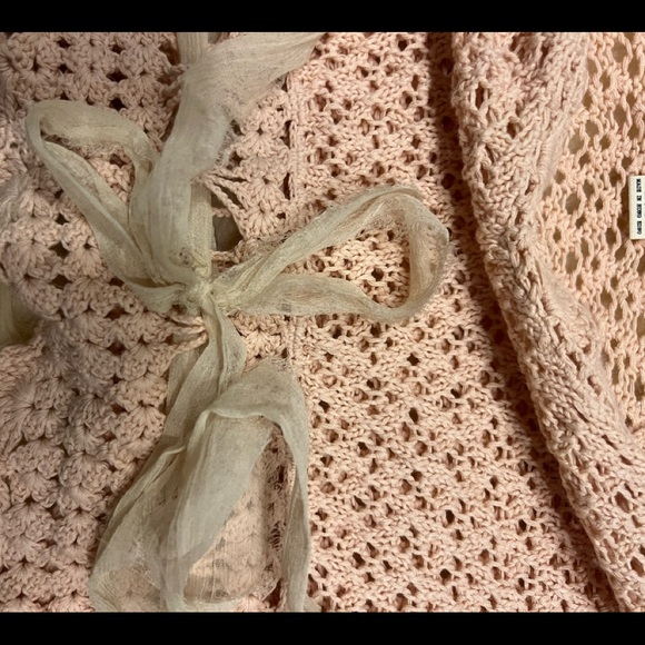 Ralph Lauren Polo Jeans Co. Crocheted Sweater 100% Cotton. Ribbon Tie at Waist. - Picture 4 of 8